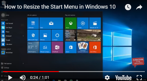 resize the start menu in windows 10
