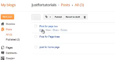 How To Post Under Different Pages In Blogger