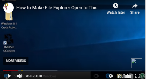 open file explorer to This PC on windows 10