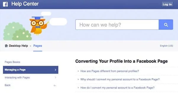 Can't convert Facebook personal profile to Facebook page